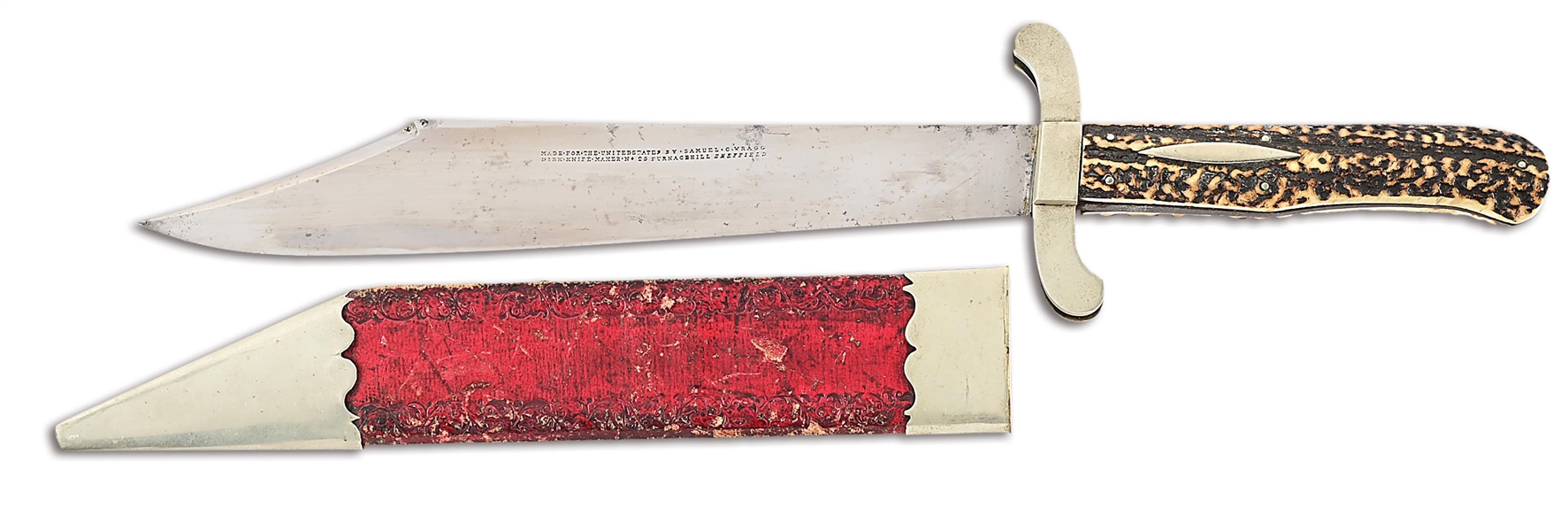 LARGE BOWIE KNIFE BY SAMUEL WRAGG.