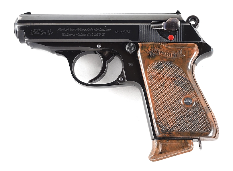 (C) NICE EARLY POLICE ISSUE WALTHER PPK SEMI AUTOMATIC PISTOL WITH HOLSTER.