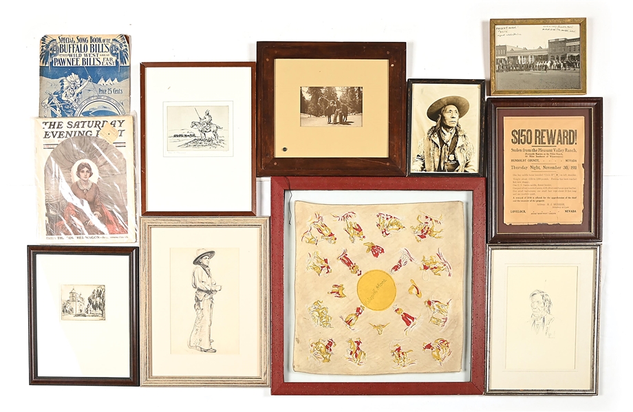 LOT OF FRAMED WESTERN PHOTOS, PRINTS, AND OTHER ART.