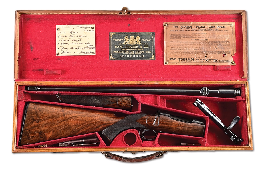 (C) CASED DANIEL FRASER TAKEDOWN VELOX .303 BOLT ACTION RIFLE OF 4TH EARL CAIRNS.