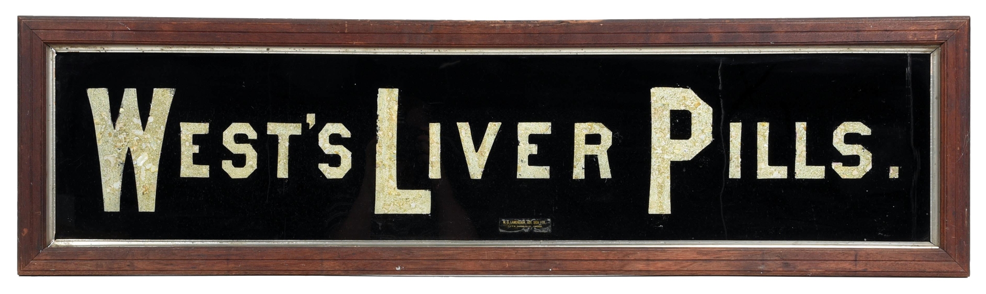 WESTS LIVER PILLS PEARL-INLAYED GLASS SIGN