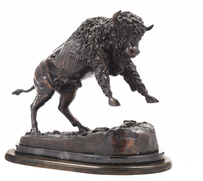 REARING BISON BRONZE. 