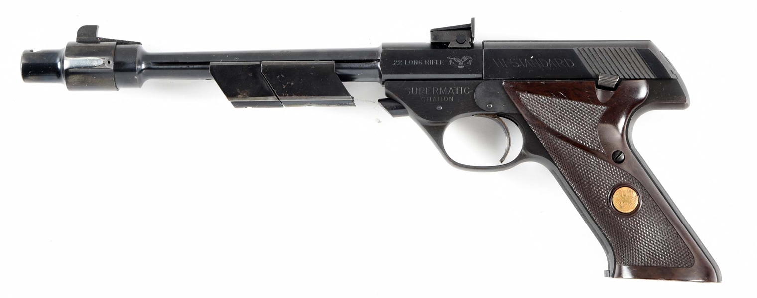 (C) HI-STANDARD SUPERMATIC CITATION MODEL 102 .22 LR SEMI-AUTOMATIC PISTOL.