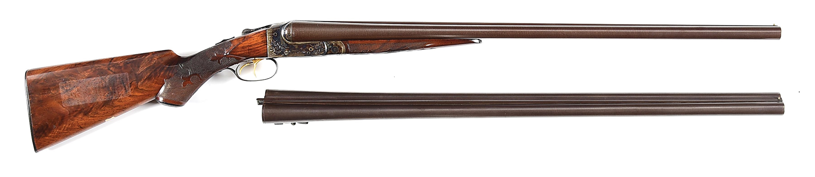 (C) ITHACA GRADE 4E SIDE BY SIDE SHOTGUN 2 BARREL SET. 