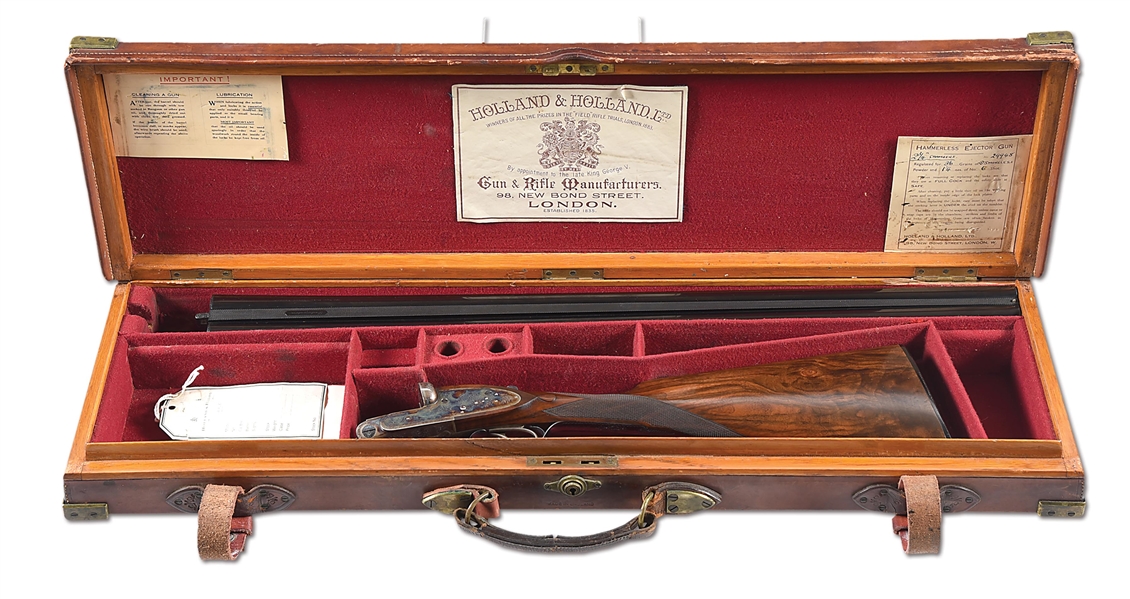 (C) HOLLAND & HOLLAND NO. 2 HAMMERLESS EJECTOR "BADMINTON" SIDELOCK SIDE BY SIDE 12 GAUGE SHOTGUN WITH CASE.