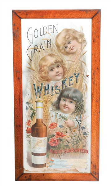 "GOLDEN GRAIN WHISKEY" PAPER LITHOGRAPH W/ BOTTLE GRAPHIC