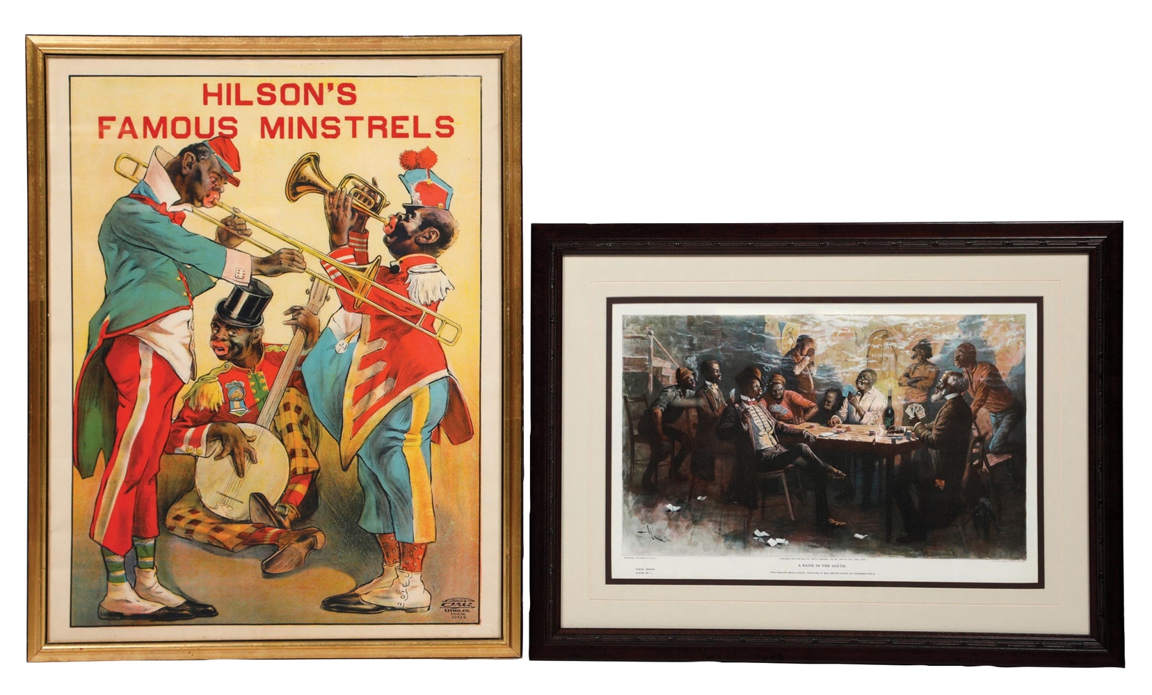 COLLECTION OF 2 PAPER LITHOGRAPHS W/ BLACK AMERICANA GRAPHICS
