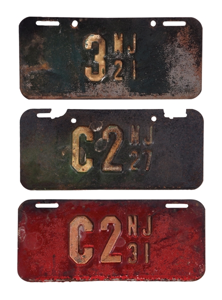 COLLECTION OF 3: NEW JERSEY MOTORCYCLE LICENSE PLATES. 