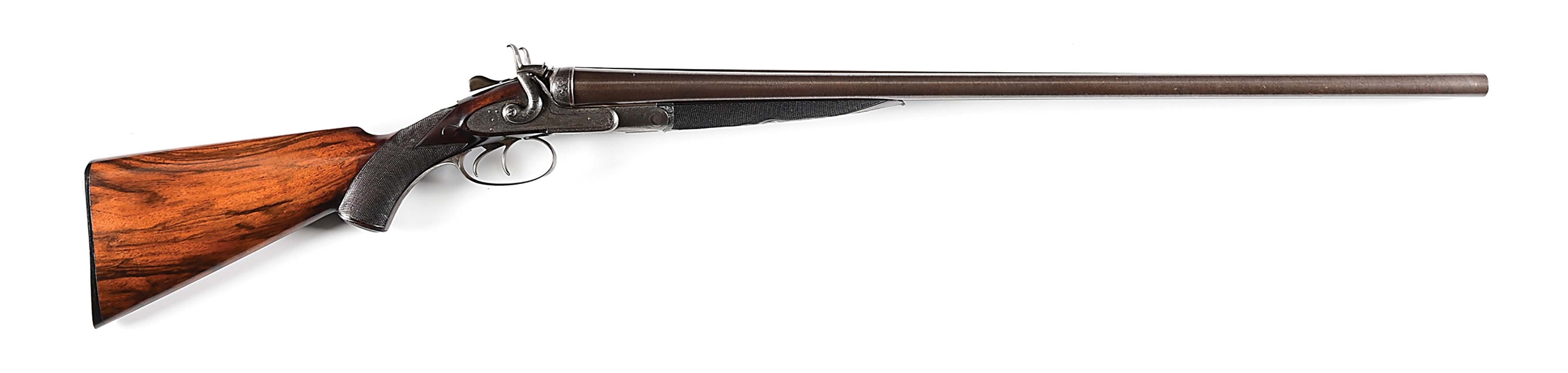 (A) W & C SCOTT & SON THE PREMIER QUALITY 12 GAUGE SIDE BY SIDE HAMMER SHOTGUN. 