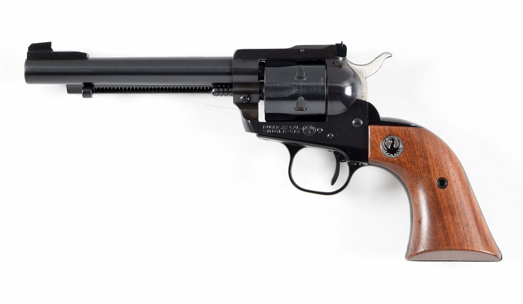 (C) RUGER SINGLE SIX .22 RF SINGLE ACTION REVOLVER WITH BOX, SPARE CYLINDER; PRE-TRANSFER BAR SAFETY.