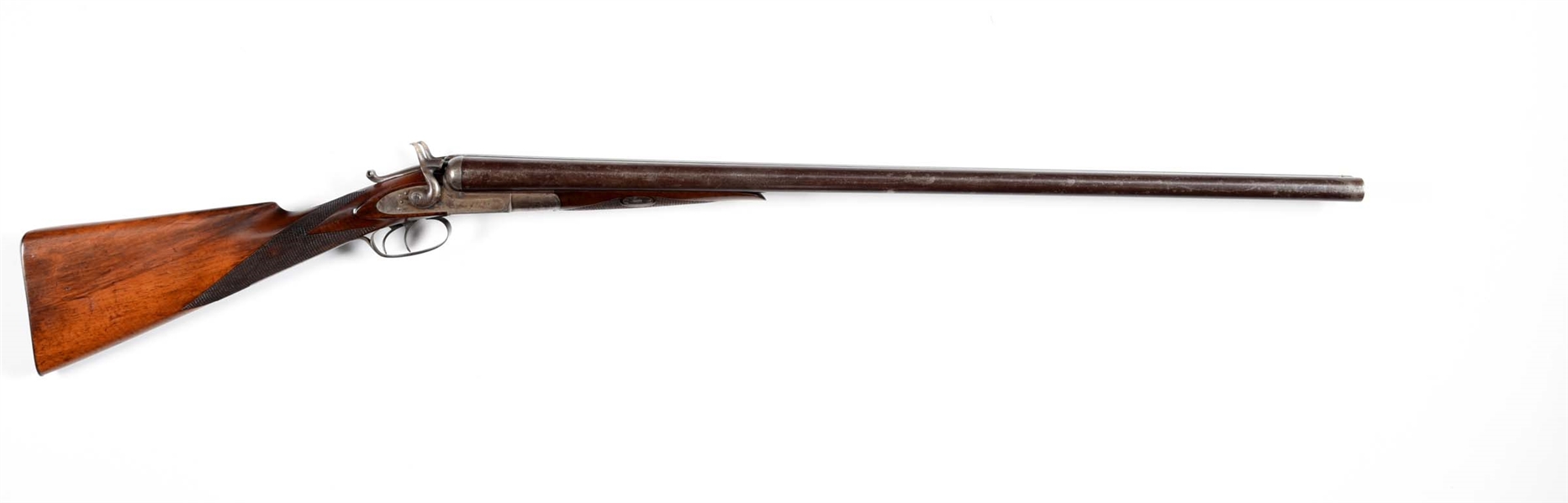 (A) REMINGTON WHITMORE MODEL 1873/75/76 SIDE BY SIDE SHOTGUN.