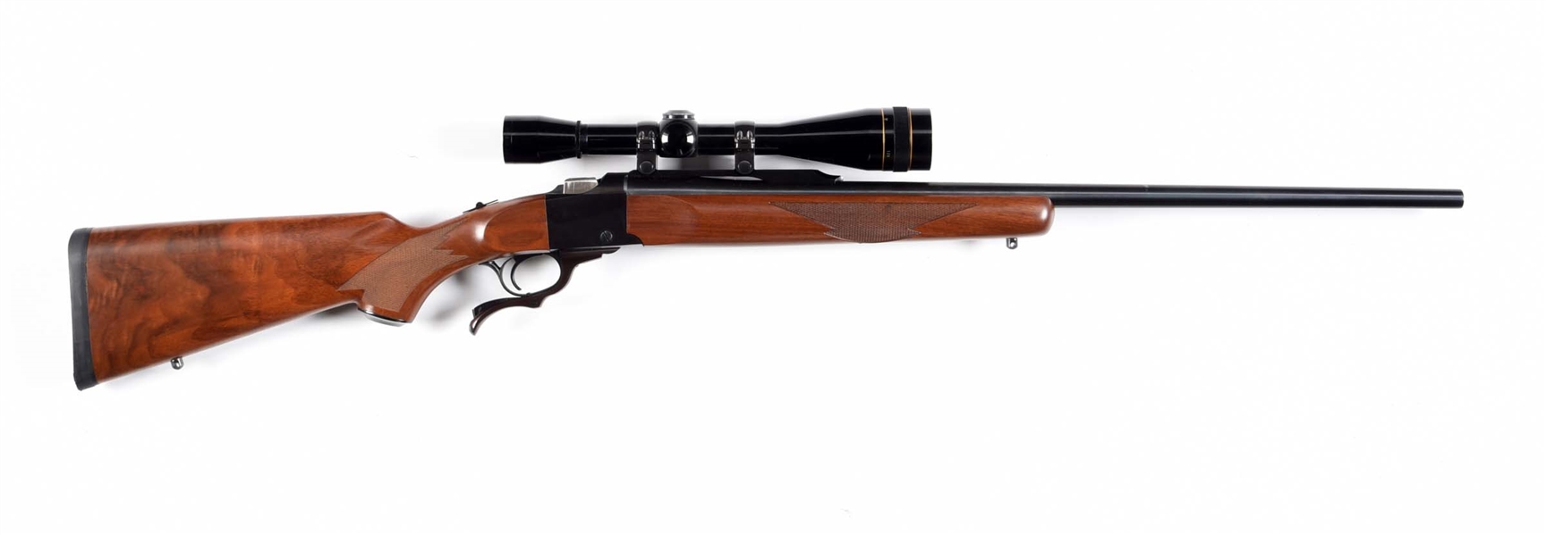 (M) RUGER NO. 1 SINGLE SHOT RIFLE IN .223 WITH LEUPOLD SCOPE.