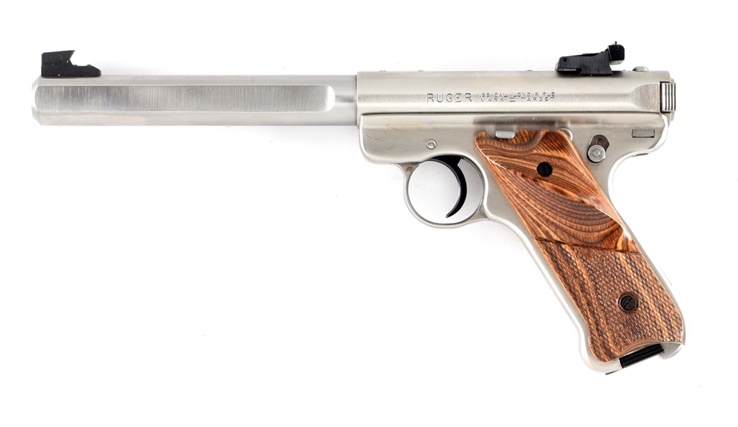 (M) STAINLESS RUGER MARK II COMPETITION TARGET SEMI AUTOMATIC PISTOL.