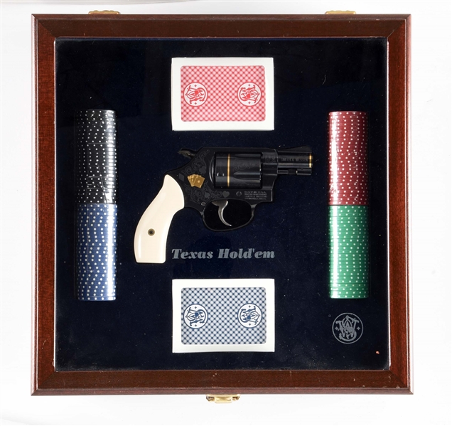 (M) CASED SMITH & WESSON MODEL 36-10 TEXAS HOLD EM COMMEMORATIVE DOUBLE ACTION REVOLVER.