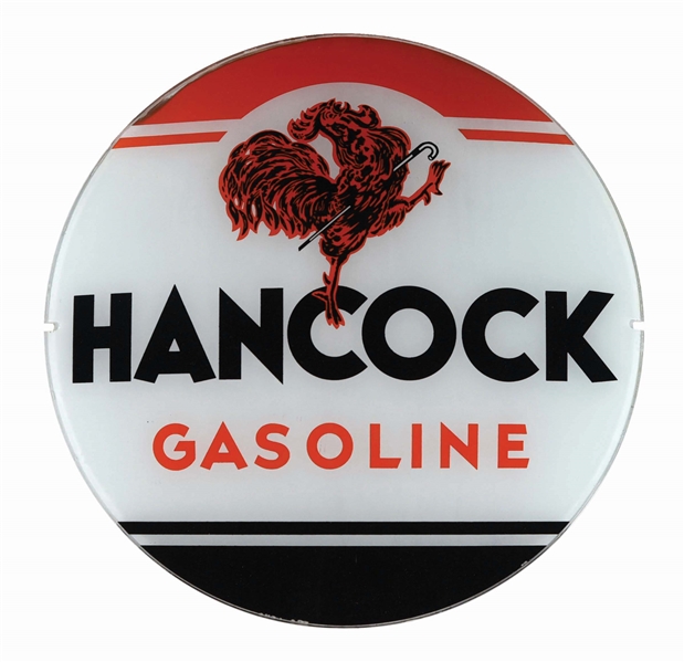 RARE HANCOCK GASOLINE 13.5" SINGLE GLOBE LENS W/ "FULL FEATHERED" ROOSTER GRAPHIC. 