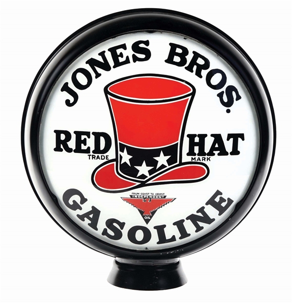 JONES BROTHERS RED HAT GASOLINE 15" SINGLE GLOBE LENS IN HIGH PROFILE METAL BODY AGS 92. 