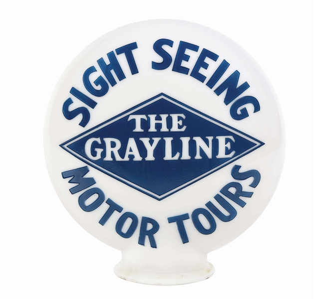 THE GRAYLINE SIGHT SEEING MOTOR TOURS ONE PIECE ETCHED GLOBE AGS 90. 