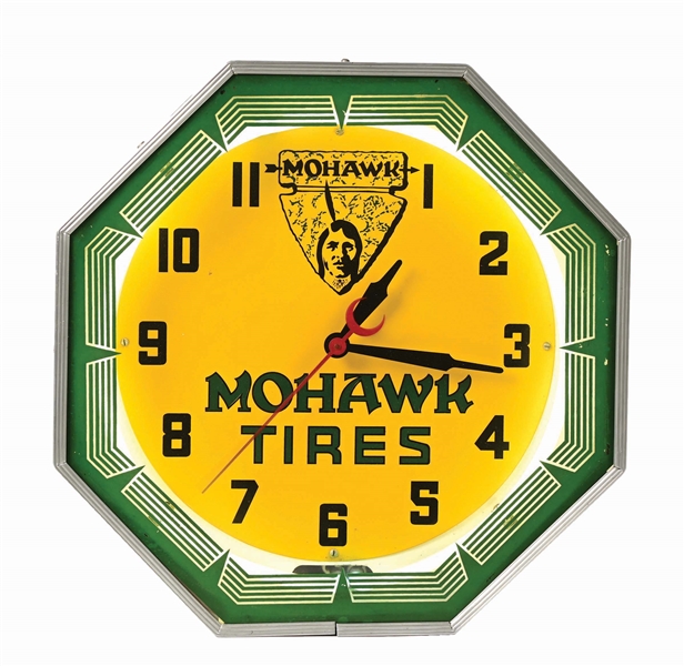 MOHAWK TIRES NEON CLOCK.