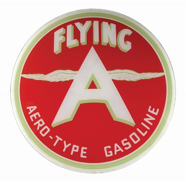 ASSOCIATED FLYING A "AERO-TYPE" GASOLINE SINGLE 15" GLOBE LENS W/ WINGED A GRAPHIC AGS 95.