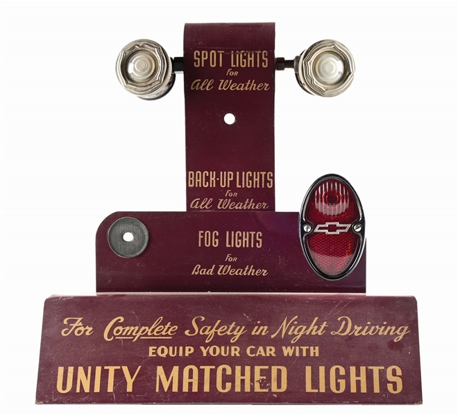 UNITY MATCHED LIGHTS TIN HEAD & TAIL LIGHT STORE DISPLAY. 