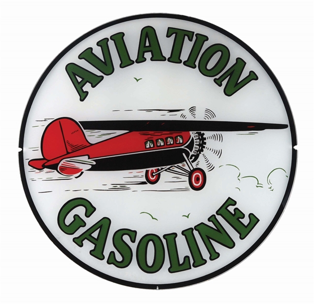 AVIATION GASOLINE SINGLE 13.5" GLOBE LENS W/ AIRPLANE GRAPHIC AGS 95.