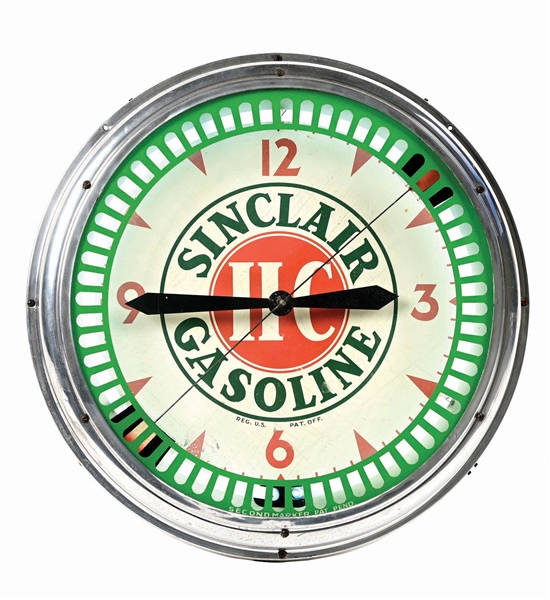 SINCLAIR H-C GASOLINE NEON CLOCK.