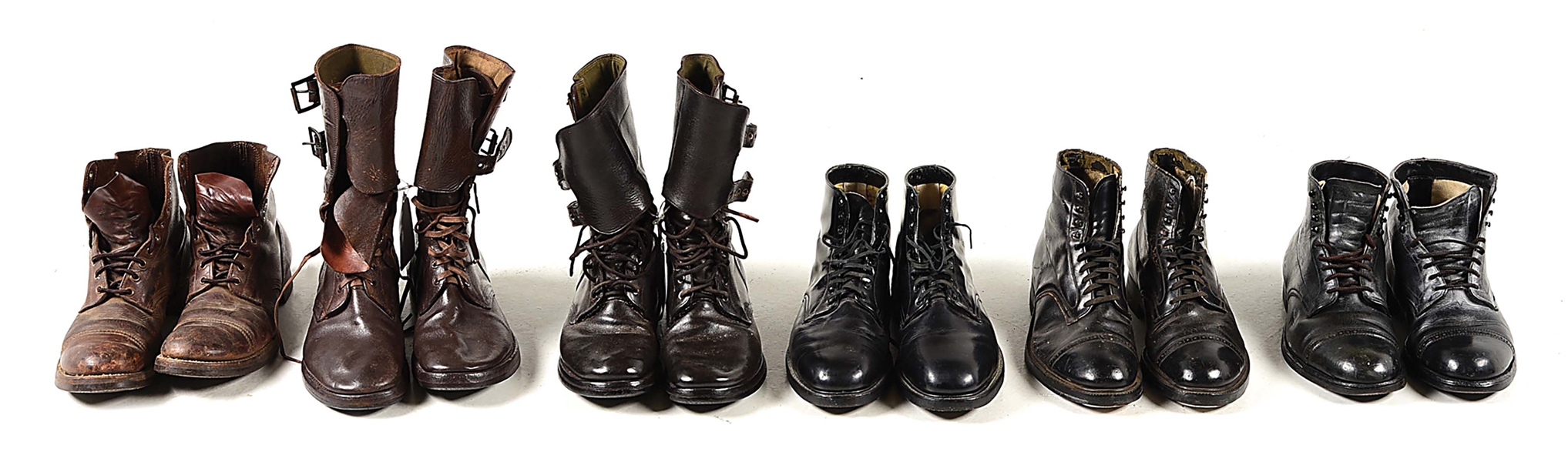 LOT OF US WWII-POST WWII ARMY BOOTS AND SERVICE SHOES.
