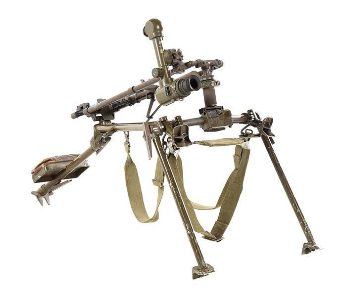 EARLY GERMAN MG-3 GROUND TRIPOD WITH PERISCOPE AND CARRYING STRAPS.