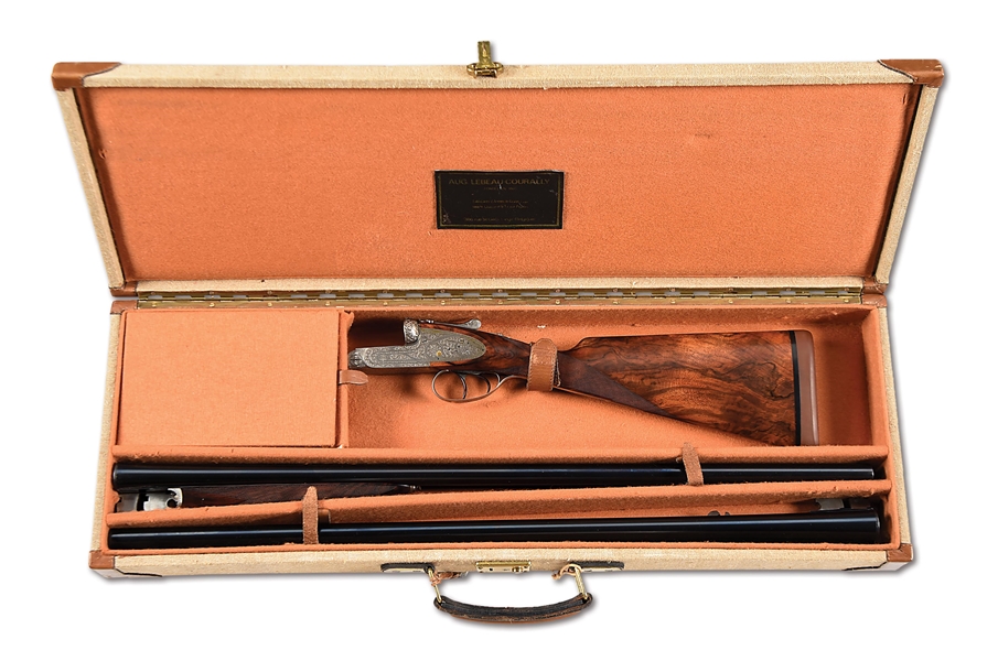 (M) LEBEAU COURALLY SLE 12 GAUGE SHOTGUN, TWO BARREL SET, WITH CASE. 