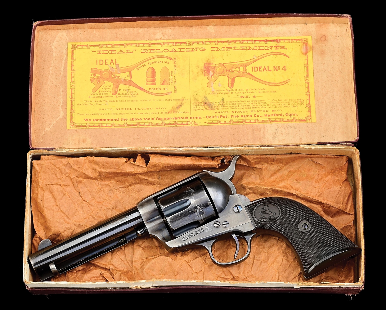 (A) VERY ATTRACTIVE COLT SINGLE ACTION ARMY .45 COLT REVOLVER WITH ORIGINAL PICTURE BOX & FACTORY LETTER (1891).