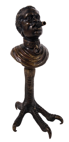 FIGURAL CAST BRONZE DESKTOP CIGAR LIGHTER IN THE FORM OF A MAN