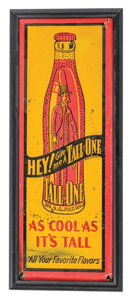 TALL ONE SODA POP TIN LITHOGRAPH DOOR PUSH