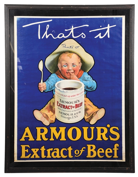 ARMOURS EXTRACT OF BEEF PAPER LITHOGRAPH W/ YOUNG COWBOY GRAPHIC.