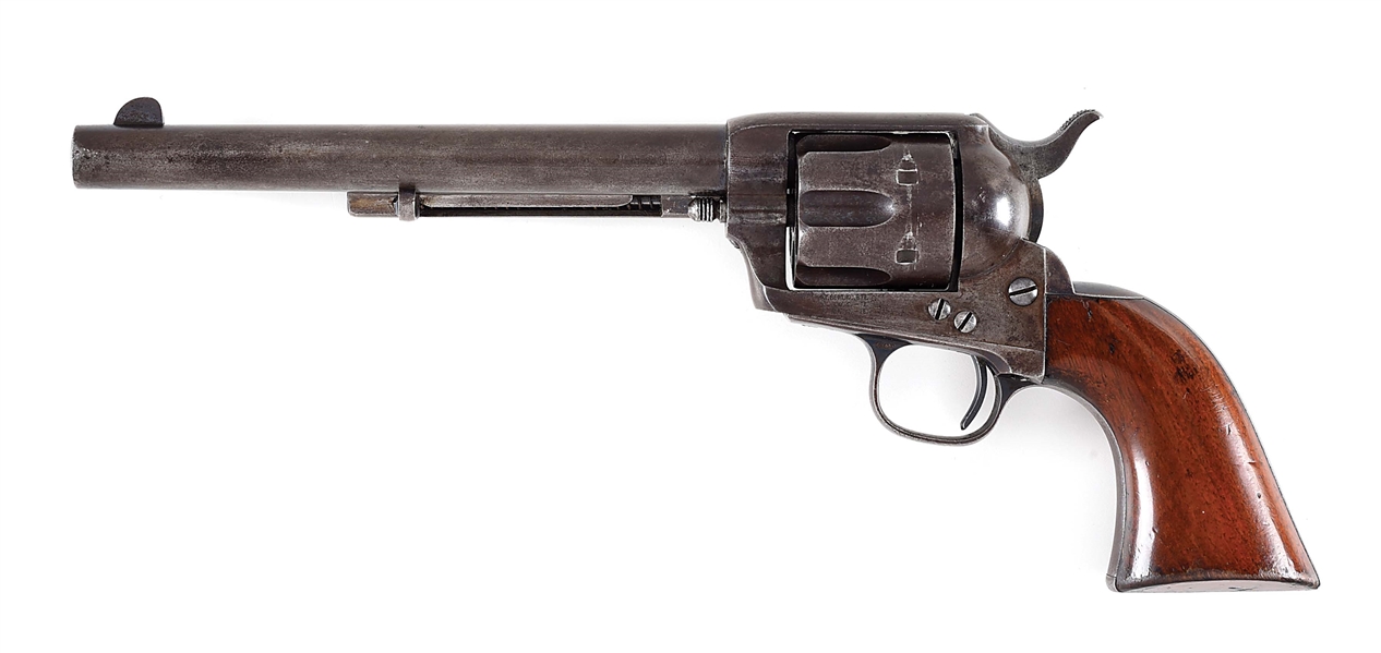 (A) COLT SINGLE ACTION ARMY ETCHED PANEL FRONTIER SIX SHOOTER REVOLVER (1885).