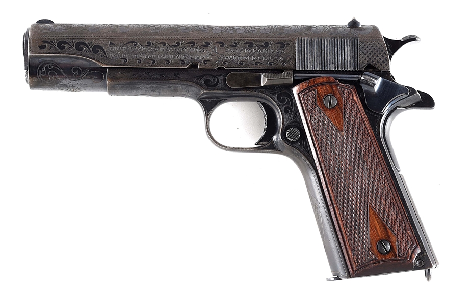 (C) ENGRAVED COLT GOVERNMENT MODEL 1911 .45 ACP SEMI-AUTOMATIC PISTOL.