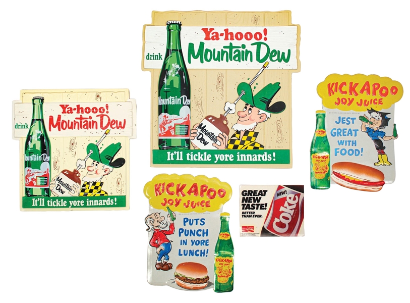 COLLECTION OF 5 SODA ADVERTISING ITEMS