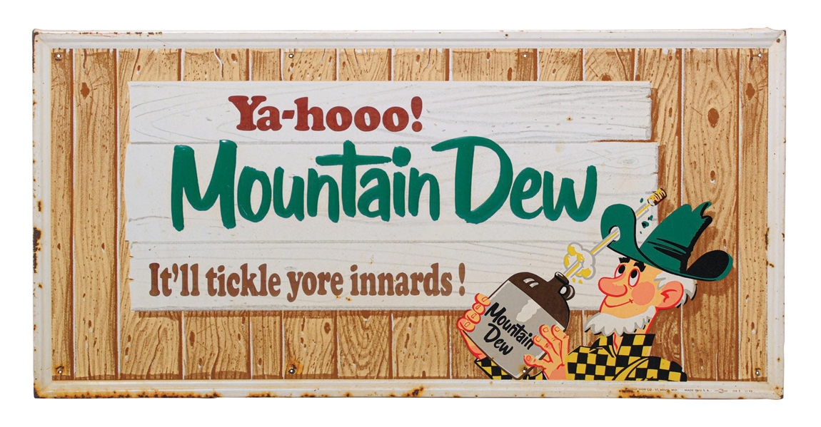 TIN MOUNTAIN DEW HILLBILLY SIGN