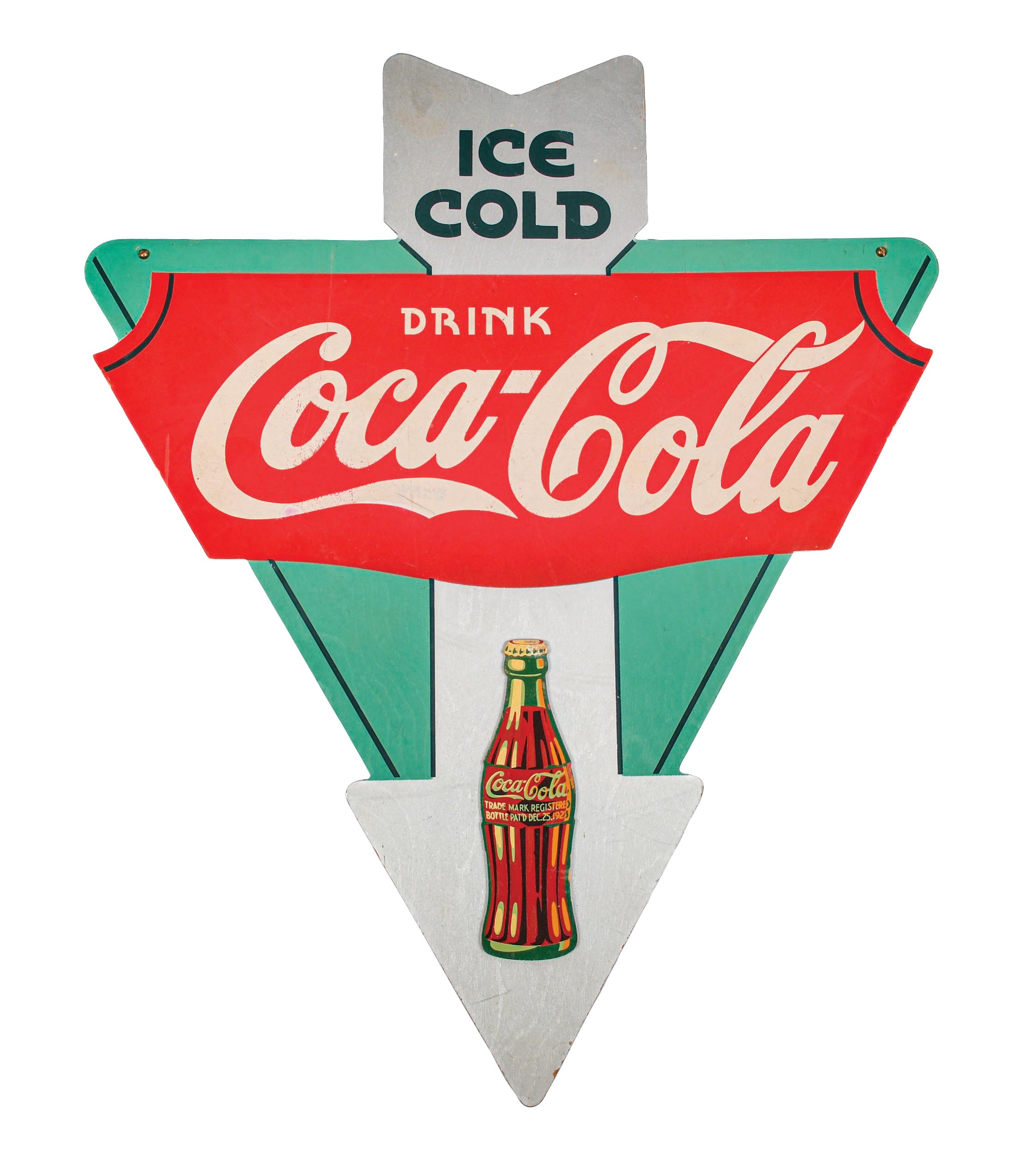 Lot Detail - WOODEN KAY DISPLAY COCA-COLA TRIANGLE SIGN