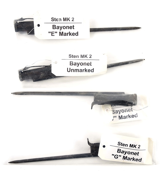 LOT OF 4: HARD TO FIND STEN MK I BAYONETS.