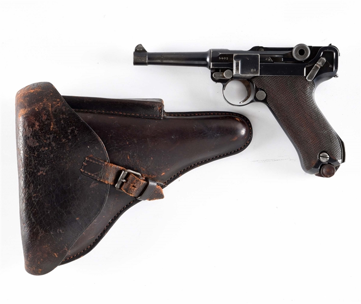 (C) DWM 1914 P.08 LUGER 9MM SEMI-AUTOMATIC PISTOL WITH LEATHER HOLSTER