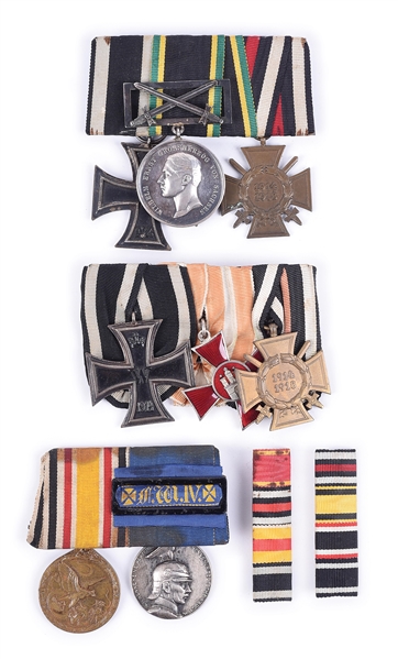 LOT OF 5: IMPERIAL GERMAN MEDAL AND RIBBON BARS.