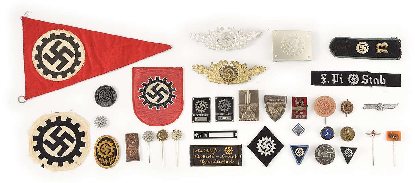 THIRD REICH DAF (DEUTSCHE ARBEITSFRONT) INSIGNIA GROUPING.