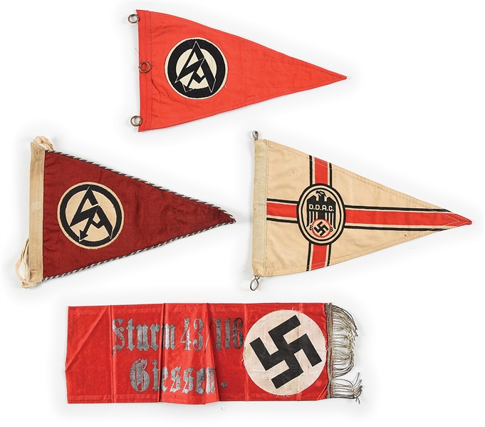 LOT OF 4: THIRD REICH PENNANTS.