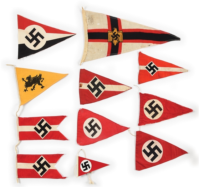 LOT OF 11: THIRD REICH PENNANTS. 