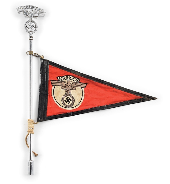 THIRD REICH NSKK VEHICLE PENNANT WITH POLE. 