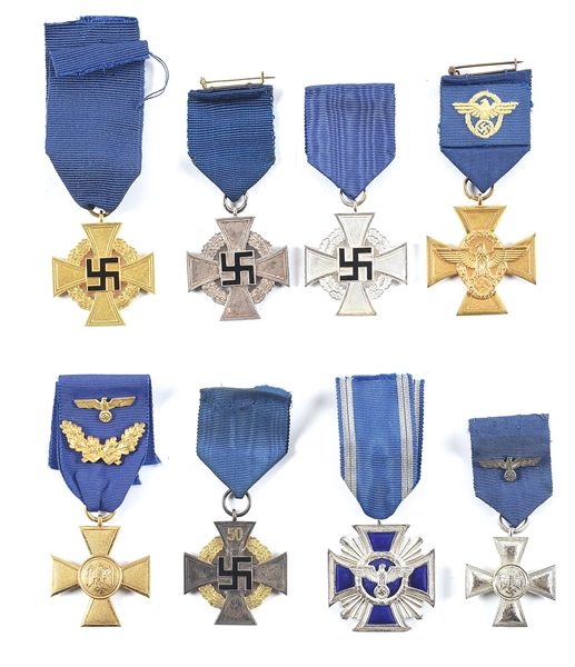 LOT OF 8: THIRD REICH SERVICE MEDALS.