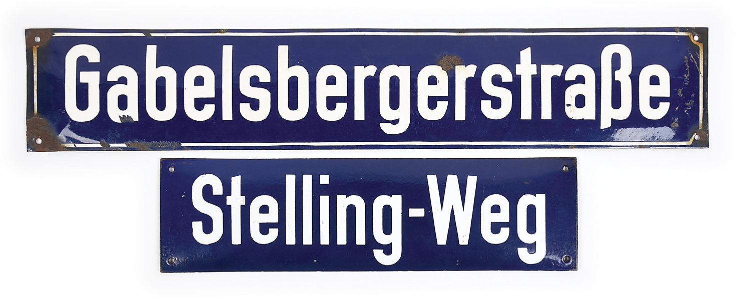 LOT OF 2: GERMAN WWII PORCELAIN STREET SIGNS.