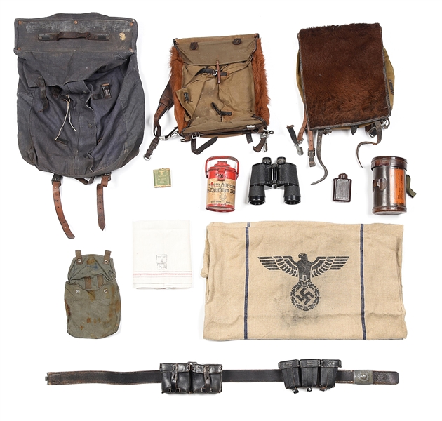 LOT OF MISCELLANEOUS THIRD REICH FIELD GEAR AND EQUIPMENT.