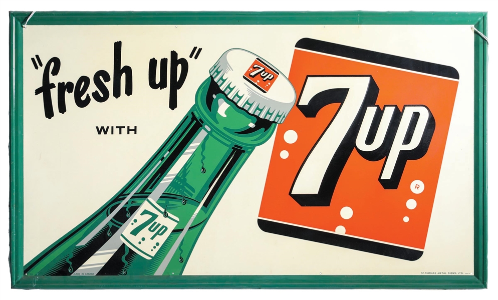 LARGE "FRESH UP WITH 7UP" TIN SODA SIGN