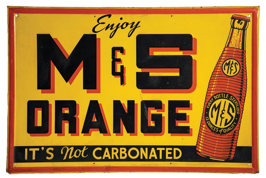 ENJOY M&S DRANGE SODA TIN ADVETASING SIGN